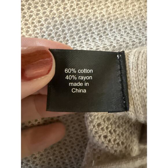 Lane Bryant Women's Plus 18/20 Vest Cardigan Open Knit Lace Up Boho Western Tan - Picture 6 of 10